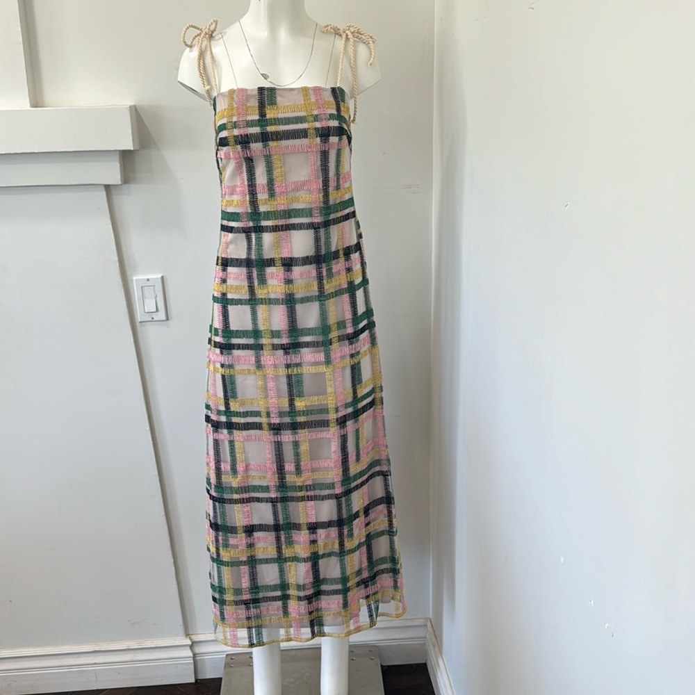 Midi statement mesh embroidered dress